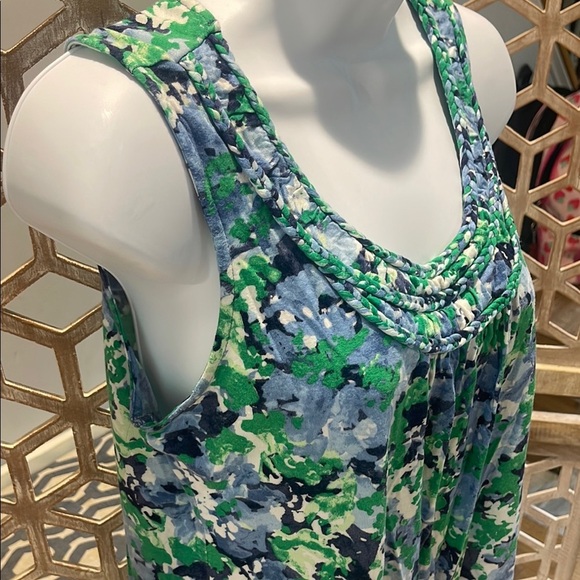 Croft & Barrow Floral Sleeveless Top - Blue and Green Size M - Picture 3 of 11